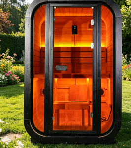 ห้องซาวน่ากลางแจ้ง HELIUS รุ่น Outdoor Garden Cube Sauna สำหรับ 1-2 คน ทำจากไม้สนคาร์บอนไนซ์แบบดั้งเดิม พร้อมเครื่องทำความร้อนไฟฟ้าและหินร้อน - Product Image 1