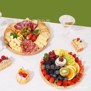 Shijie Wooden Double Layer Serving Tray Tiered Fruit And Snack Plate For Home Use - Product Image 2