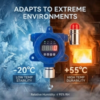 Détecteur de gaz combustible fixe antidéflagrant HIREP Industrial Top à combustion catalytique, protection IP66, en acier inoxydable