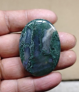 Piedra de Ágata Musgosa Natural Ovalada Pulida, Piedra de la Preocupación, Decoración Verde Curativa para Meditación - Product Image 4