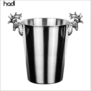 5L rond de luxe cerf en acier inoxydable seau à glace ventre refroidisseur pinces hôtel restauration équipement pour boîtes de nuit et bars - Product Image 1