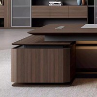 Ensemble élégant de bureau et de chaise de direction, bureau de patron de luxe haut de gamme, bureau de PDG, bureau de direction moderne et simple