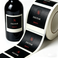 Étiquettes en papier noir de luxe personnalisées avec estampage à chaud rouge pour vin/parfum/cosmétiques
