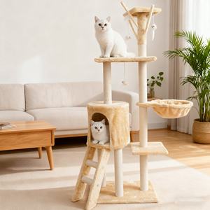Tiragraffi per Gatti Tutto in Uno con Cuccia Giocattolo Speciale in Sisal Piattaforma per Salti per Gatti di Grossa Taglia Struttura da Arrampicata in Legno Forniture per Gatti per Commercio Estero - Product Image 1