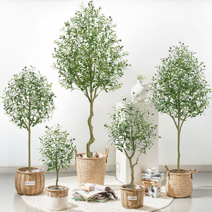 Grand olivier artificiel amovible pour intérieur, style nordique, plante de simulation murale verte bionique, idéal pour anniversaire - Product Image 3