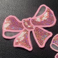 Patchs thermocollants ou à coudre en forme de nœud avec sequins et strass pour vêtements, sacs et chemises
