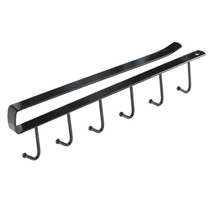 Iron Cabinet Hanging Rack With Multiple Hooks Black And White Wall Mounted Storage Organizer For Kitchen Utensils - Product Image 5