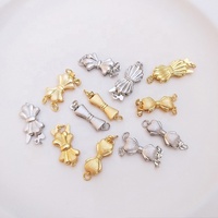 Petit fermoir papillon en or laminé personnalisé pour fabricant de bijoux, collier, perles argentées, grands fermoirs bouton, bracelet de perles DIY