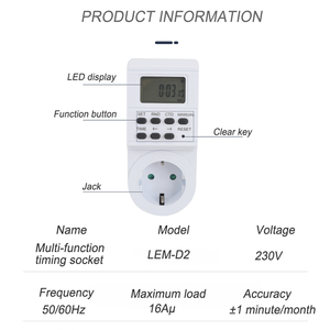 <span class=keywords><strong>Prise</strong></span> intelligente numérique multifonctionnelle LEM-D2 avec 7 boutons, 3500W, prend en charge une charge de 16A, batterie de secours NIMH, certifiée CE - Product Image 3