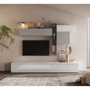 Modulo Soggiorno INFINITY 2.0 BIANCO LUCIDO/CHICKEN/SLATE - Product Image 1