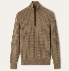 Pull en cachemire torsadé à col montant pour homme, style Old Money, anti-plis, pour affaires, en tricot torsadé - Product Image 5