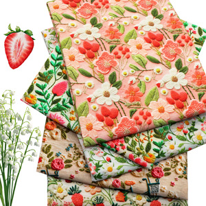 <span class=keywords><strong>Tela</strong></span> de algodón y poliéster ligera con estampado de fresa de imitación bordada <span class=keywords><strong>para</strong></span> ropa DIY, Mantel y Material acolchado - Product Image 3