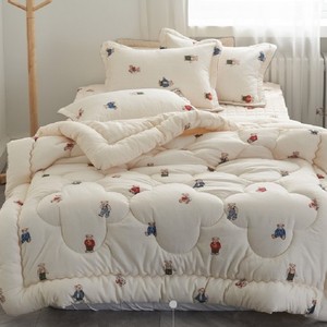 クリスマスギフト刺繍ダブルベッド快適で暖かい綿のキルトカバーベッドシーツ寝具セットベッドカバーキルト - Product Image 4