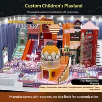 Grand et Petit Parc de Jeux Ludique pour Enfants, Aire de Jeux Intérieure pour Maternelle, Restaurant Parent-Enfant, Trampoline, Toboggan, Équipement de Jeux