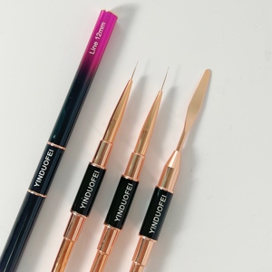 Pinceau à ongles professionnel à double tête pour gel UV avec logo personnalisé, manche en métal, pinceau pour la peinture d'art sur ongles - Product Image 3
