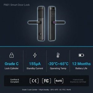 Serrure RF433 pour les projets intelligents IoT de moins de 1G pour les dortoirs scolaires, les appartements, les hôtels, solution IoT intégrée PB01 RF433 Smart Door - Product Image 5