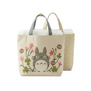 Bolso Tote Casual de Lona Cuadrada con Estampado Digital y Bordado de Hilo Dorado de Dibujos Animados Vintage Aiyi para Mujer - Product Image 4