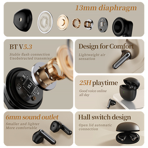 Earphone TWS penghilang bising, earbud olahraga dalam telinga ENC TWS Bluetooth 5.3 nirkabel - Product Image 2