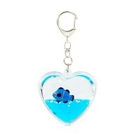 Porte-clés acrylique en forme de cœur personnalisé Porte-clés eau liquide flottant Aqua Porte-clés aquarium pour pendentif de sac