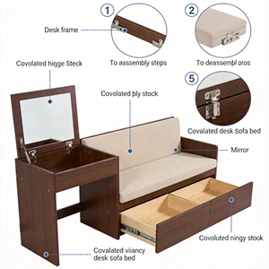 Modern White <strong>Vanity</strong> Desk <strong>With</strong> Flip Top Mirror And Storage Single Sofa <strong>Chair</strong> <strong>With</strong> Drawer Makeup Dressing Table Set For Bedroom - Product Image 4