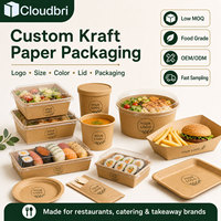 Cloudbri 6-delige wegwerp voedselbak van kraftpapier voor catering, afhaalmaaltijden, fruitsalade en snackverpakkingen