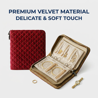 Sac à bijoux de luxe en velours avec fermeture éclair et serrure à combinaison de sécurité, étui de voyage matelassé diamanté avec organiseur à anneaux de reliure