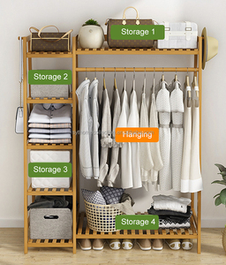 Estante Colgante de Bambú Estable Daily Flow SYT para <span class=keywords><strong>Armario</strong></span>, Zona de Extensión, Estante de Almacenamiento Abierto para Ropa Plegada en Esquina - Product Image 5