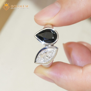 Goldleaf <b>925</b> <b>Silver</b> 3 Carat D VVS1 Marquise Pear Shape Moissanite Combination Fashion <b>Ring</b>, for Gifting, Memorial, Daily Wear - Product Image 3