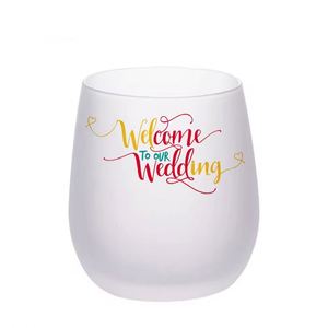 Vente en gros de gobelets à vin sans pied personnalisés de 17 oz, verre givré, logo vierge, sublimation - Product Image 2