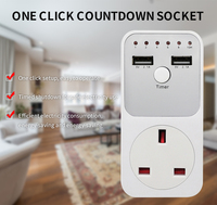Cowell Programmierbarer Einzel-Countdown-Timer-Stecker mit 10-Stunden-USB-Schnittstelle Schalter CE/ROHS-Zertifiziert 13A Maximalstrom UK-Stecker