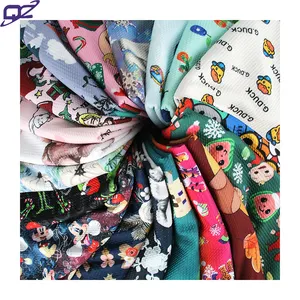 Wholesale NO MOQ polyester spandex print AOP bullet liverpool knit jacquard fabric for clothes bowknot toys