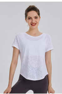Haut de yoga texturé pour femme, à nouer, dos ouvert, coupe ample, respirant, séchage rapide, pour la course et le Pilates – Vente en gros - Product Image 3
