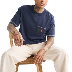 2026 Custom Embroidered <b>Pocket</b> <b>T</b> <b>Shirt</b> Men Premium Cotton Crew Neck Vintage Streetwear Tee Custom Logo - Product Image 4