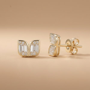 Pendientes de Diamantes de Oro Amarillo de 14K y 18K, Pendientes de Diamantes Cultivados en Laboratorio con Corte de Llama para Mujer, Elegante Regalo de Boda, Joyería Fina - Product Image 1