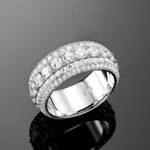 Anillo de Eternidad Hip Hop con Incrustaciones de Moissanita VVS, Plata 925, Certificado GRA, Estilo Rapero, 5 Hileras, Brillante y Deslumbrante para Hombre, Pasa el Test de Diamantes - Product Image 3