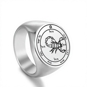 R002 44 Style Solomon Pentacles Sceau de Jupiter Mars Mercure Lune Saturne Soleil Vénus Talisman Anneaux en acier inoxydable marqués au laser - Product Image 4