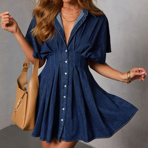 ชุดเดรสยีนส์สั้นทรงคอร์เซ็ท แขนสั้น ปกเสื้อติดกระดุม ช่วงเอวเข้ารูป สำหรับผู้หญิง ฤดูร้อน 2026 จาก Channel Cute - Product Image 6