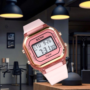 Sang trọng kỹ thuật số Đồng hồ đeo tay cho nam giới phụ nữ vàng với phong cách nhựa thép không gỉ Dây đeo cổ tay - Product Image 2