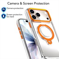 Étui de téléphone magnétique rotatif à 360° avec support anneau et béquille pour iPhone 17 16 15 14 13