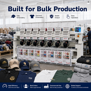 Machine à broder industrielle informatisée automatique MYSEW <span class=keywords><strong>MFGS</strong></span> 1508 à 8 têtes et 15 aiguilles pour la production en série de casquettes, jeans et t-shirts - Product Image 3