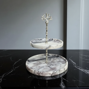 Support en aluminium élégant de fabricant d'OEM avec le présentoir de gâteau de plaque de marbre pour des fêtes de mariage et des célébrations - Product Image 1