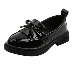 Custom Fringed Single Loafer Shoe Student Bow <b>Flat</b> <b>Point</b> <b>Toe</b> Children's Leather Shoes - Product Image 1