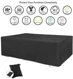 Couverture de meubles de Patio de jardin extérieur imperméable à la poussière <span class=keywords><strong>Protection</strong></span> solaire couverture de meubles de table de jardin noire - Product Image 2