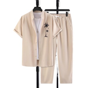 <span class=keywords><strong>Chemise</strong></span> <span class=keywords><strong>homme</strong></span> décontractée à manches courtes imprimé cocotier, taille européenne, polyvalente, boutonnée, <span class=keywords><strong>pour</strong></span> le commerce transfrontalier - Product Image 1