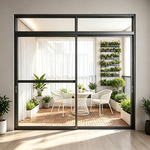 Puerta Corredera de Aluminio con Rotura de Puente Térmico de Lujo, Resistente a Huracanes, Puerta de Patio con Vidrio Resistente a la Intemperie para Villas y Casas Personalizadas - Product Image 1