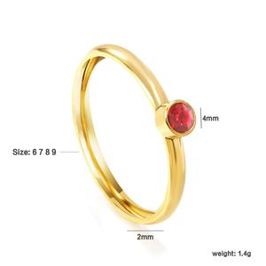 Vente en gros de bijoux pour femmes, bagues romantiques en forme de cœur, bijoux personnalisés en acier inoxydable plaqué or 18 carats, bague géométrique pour couple avec zircon - Product Image 2