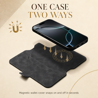 Étui portefeuille magnétique détachable pour iPhone 18 Pro, 17, 16 en cuir PU avec porte-cartes et coque PC compatible avec la charge sans fil