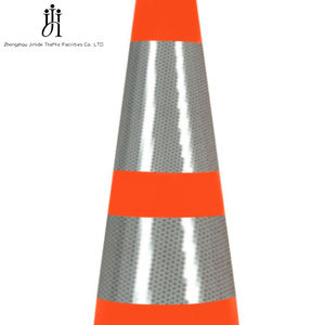 مخروط مرور مرن للتحذير باللون الأصفر والأحمر من البلاستيك PVC للسلامة المرورية بالجملة - Product Image 3