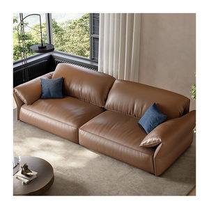 लिविंग रूम के लिए इटैलियन हाथी के कान का चमड़ा आर्ट सोफा, लवसीट फ्रेंच छोटा पीला काउहाइड आधुनिक साधारण सोफा काउच - Product Image 3