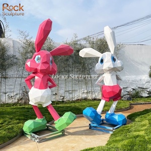 Trang trí thép không gỉ phim hoạt hình động vật tượng lớn kim loại Trừu Tượng thỏ điêu khắc - Product Image 5